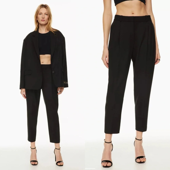 NWT Aritzia Babaton Vogue Pant in Black Size 6 City Wool